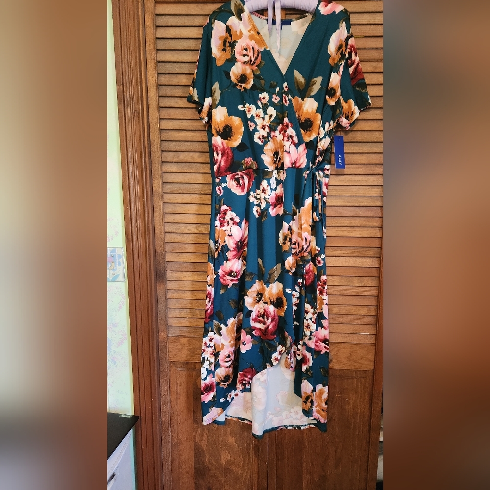 High Low Floral Wrap Dress